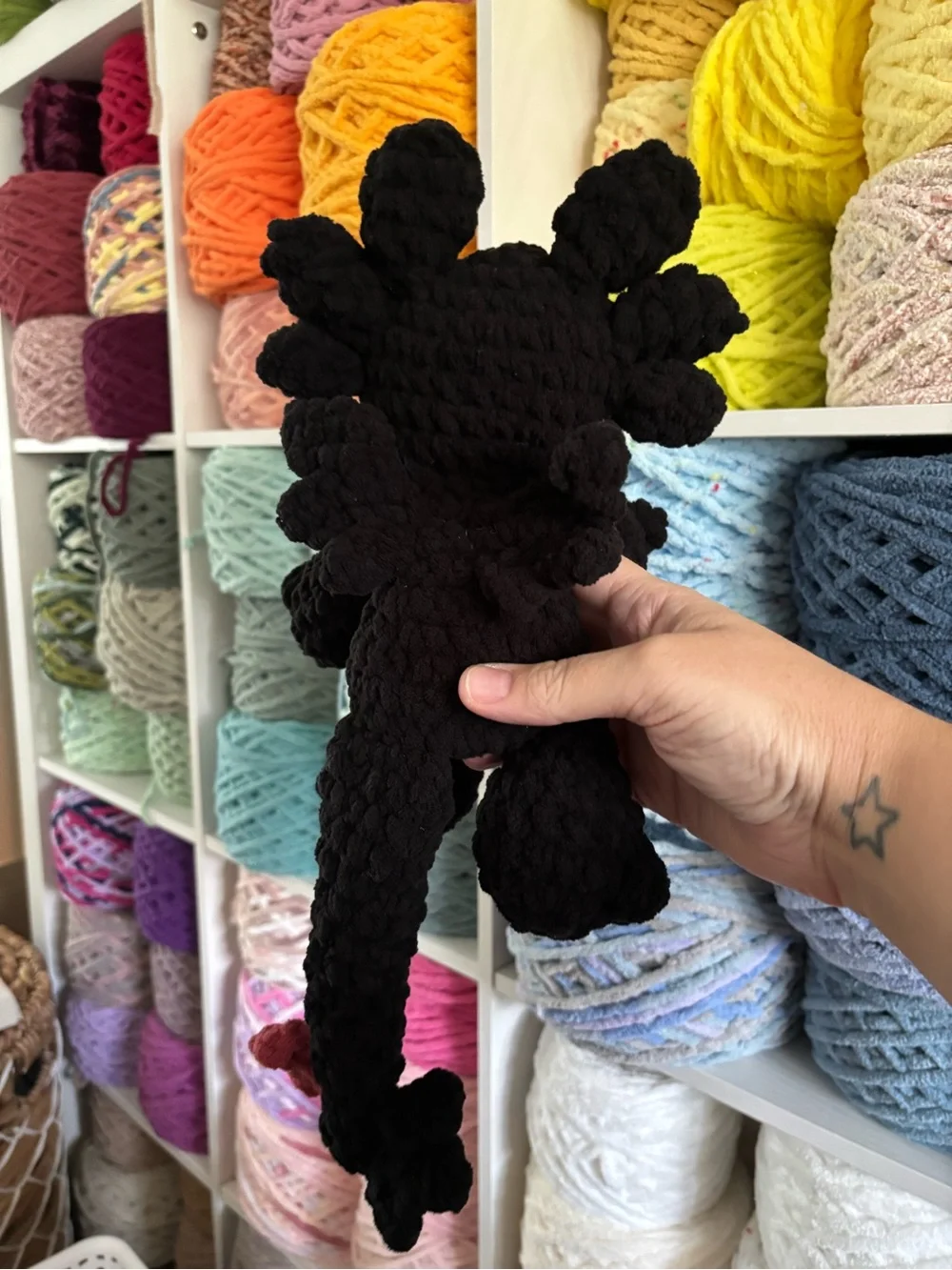 Crochet mini splooting Toothless night fury handmade plush.